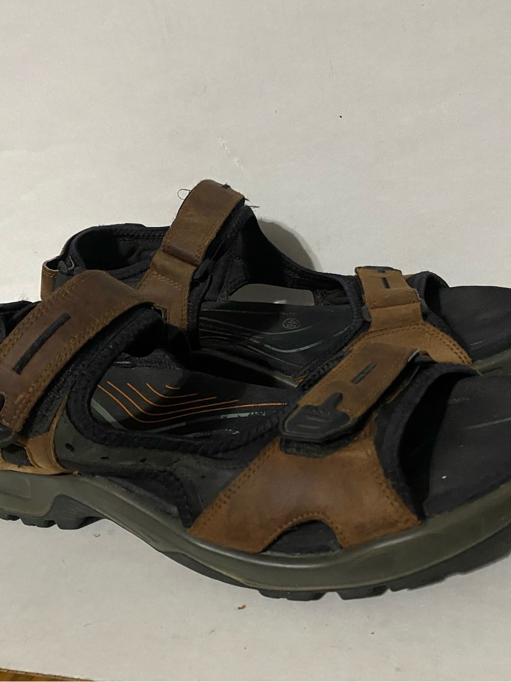 Ecco Brown and Black Men's Leather Sport Sandals Sz 46